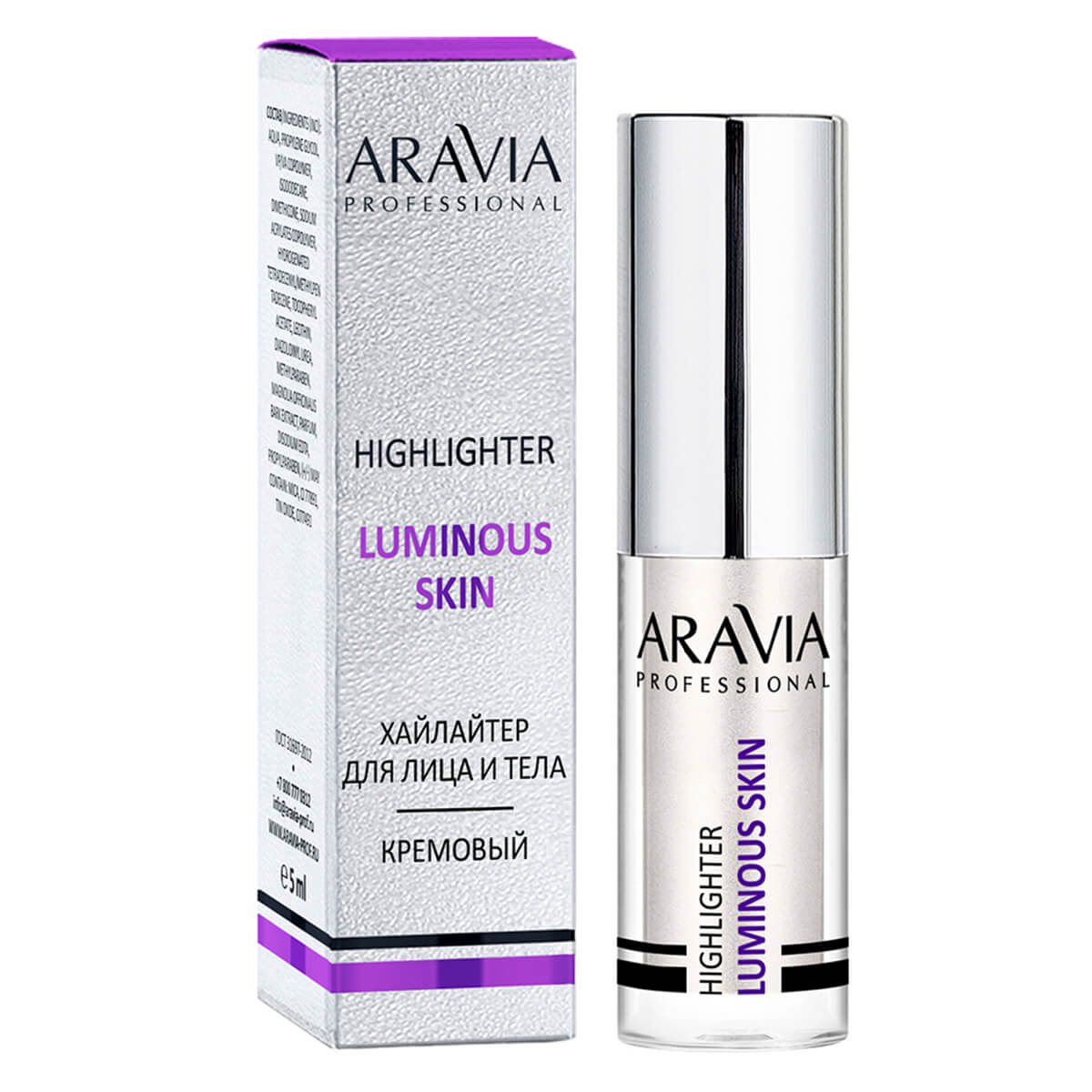 Хайлайтер жидкий кремовый для лица и тела LUMINOUS SKIN, 5 мл - 02 highlighter, Aravia
Хайлайтер жидкий кремовый для лица и тела LUMINOUS SKIN, 5 мл - 02 highlighter, Aravia
