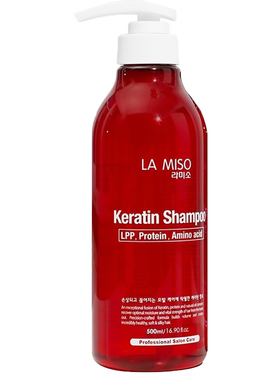 Укрепляющий шампунь с кератином, 500 мл, La Miso
Укрепляющий шампунь с кератином, 500 мл, La Miso