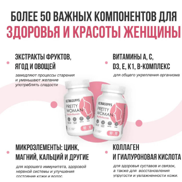 Мультивитамины для женщин, 60 таблеток, Ultrasupps - фото 4