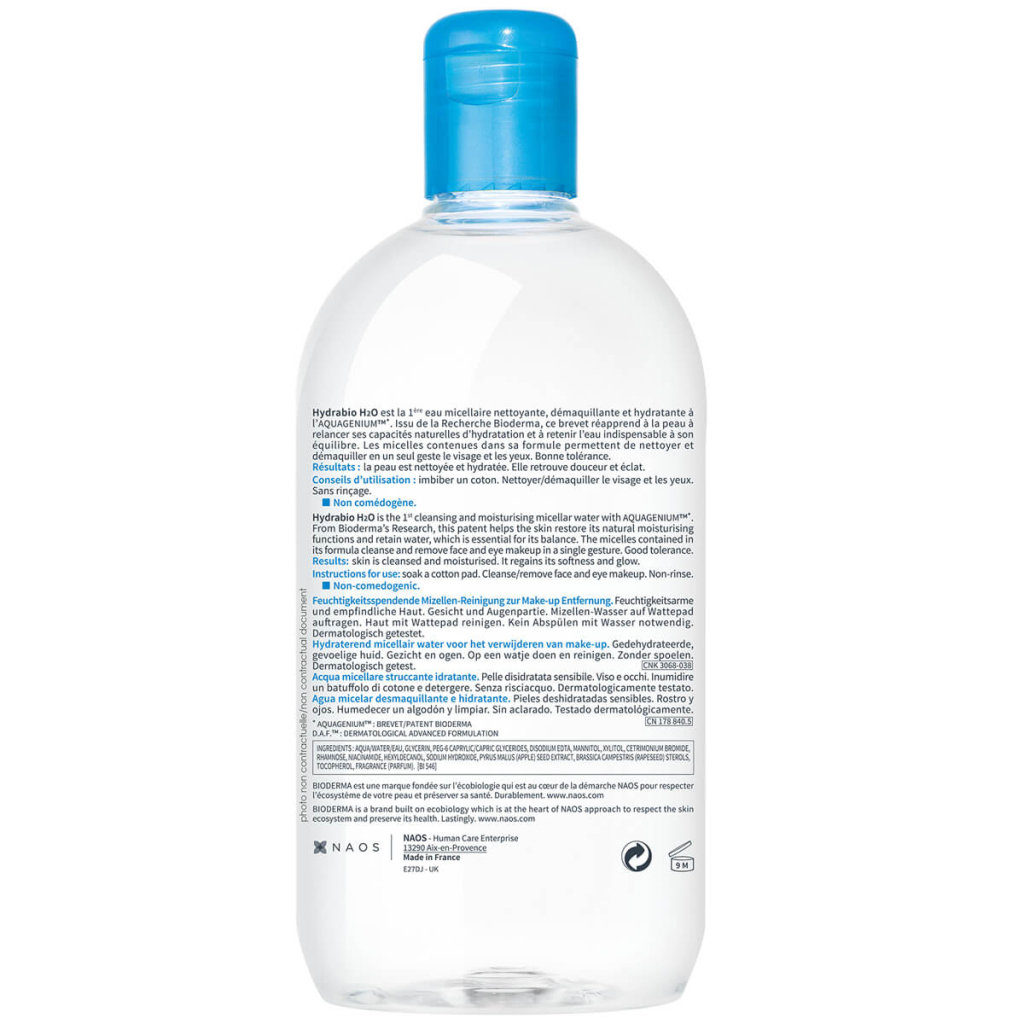Hydrabio Мицеллярная вода для обезвоженной кожи, 500 мл, Bioderma