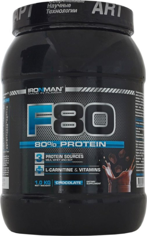 Мультикомпонентный протеин F-80, вкус "Шоколад", 1 кг, IRONMAN