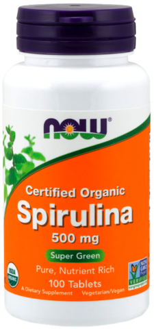 Спирулина, 500 мг, 100 таблеток, NOW