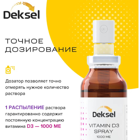 Витамин Д3 спрей, 1000 МЕ, 15 мл, Deksel