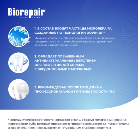 Ополаскиватель для полости рта Антибактериальный 3 в 1, 12 мл*12 стиков, Biorepair