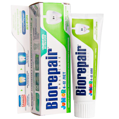 Детская зубная паста, со вкусом сладкой мяты, от 6 до 12 лет, 75 мл, Biorepair