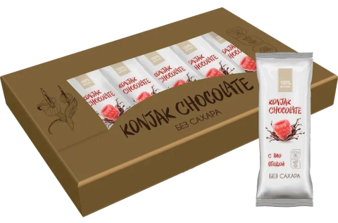 Шоколад без сахара KONJAK CHOCOLATE Малиновый, 30г*10 шт, Shirataki