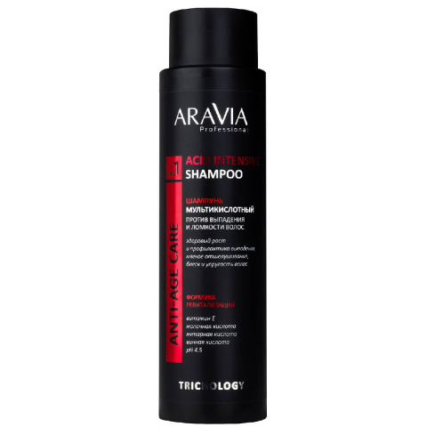 Шампунь мультикислотный против выпадения и ломкости волос acid intensive shampoo, 420 мл, ARAVIA Professional