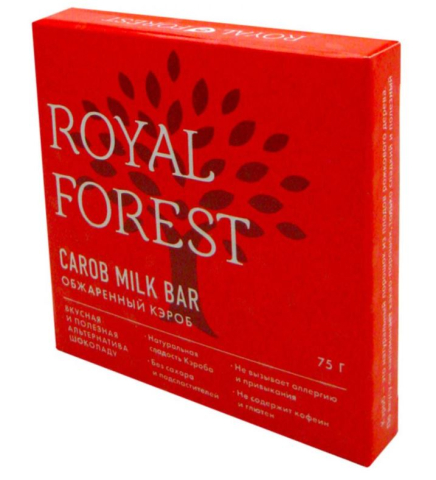 Шоколад "Обжаренный кэроб" Carob milk bar, 75 г, Royal Forest