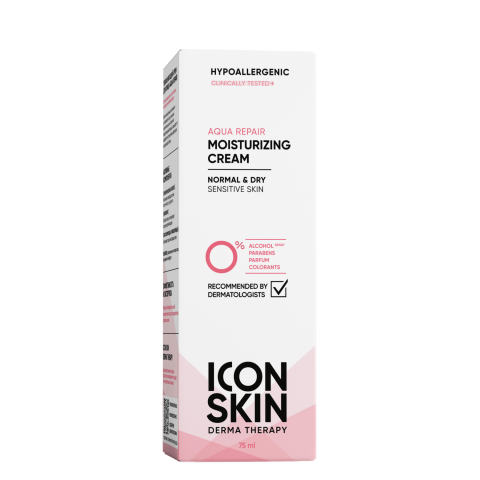 AQUA REPAIR Увлажняющий гипоаллергенный крем для нормальной и сухой кожи, 75 мл, Icon Skin