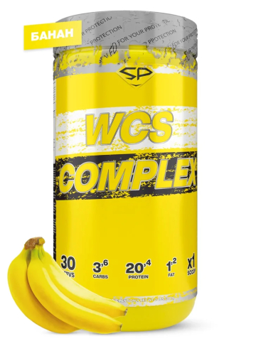 Мультикомпонентный комплекс протеинов WCS COMPLEX 900 гр, вкус «Банан», STEELPOWER