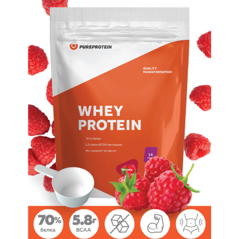 Сывороточный протеин, вкус «Малина», 420 г, PureProtein