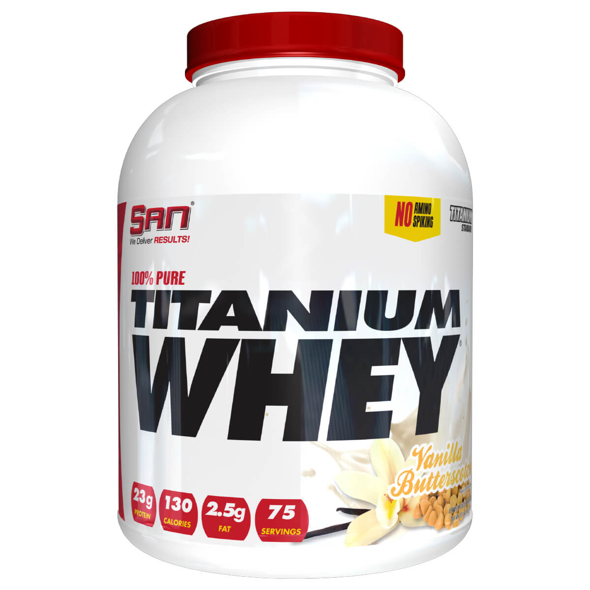 

Сывороточный протеин 100% Pure Titanium Whey, ванильная ириска, 2270 г, SAN