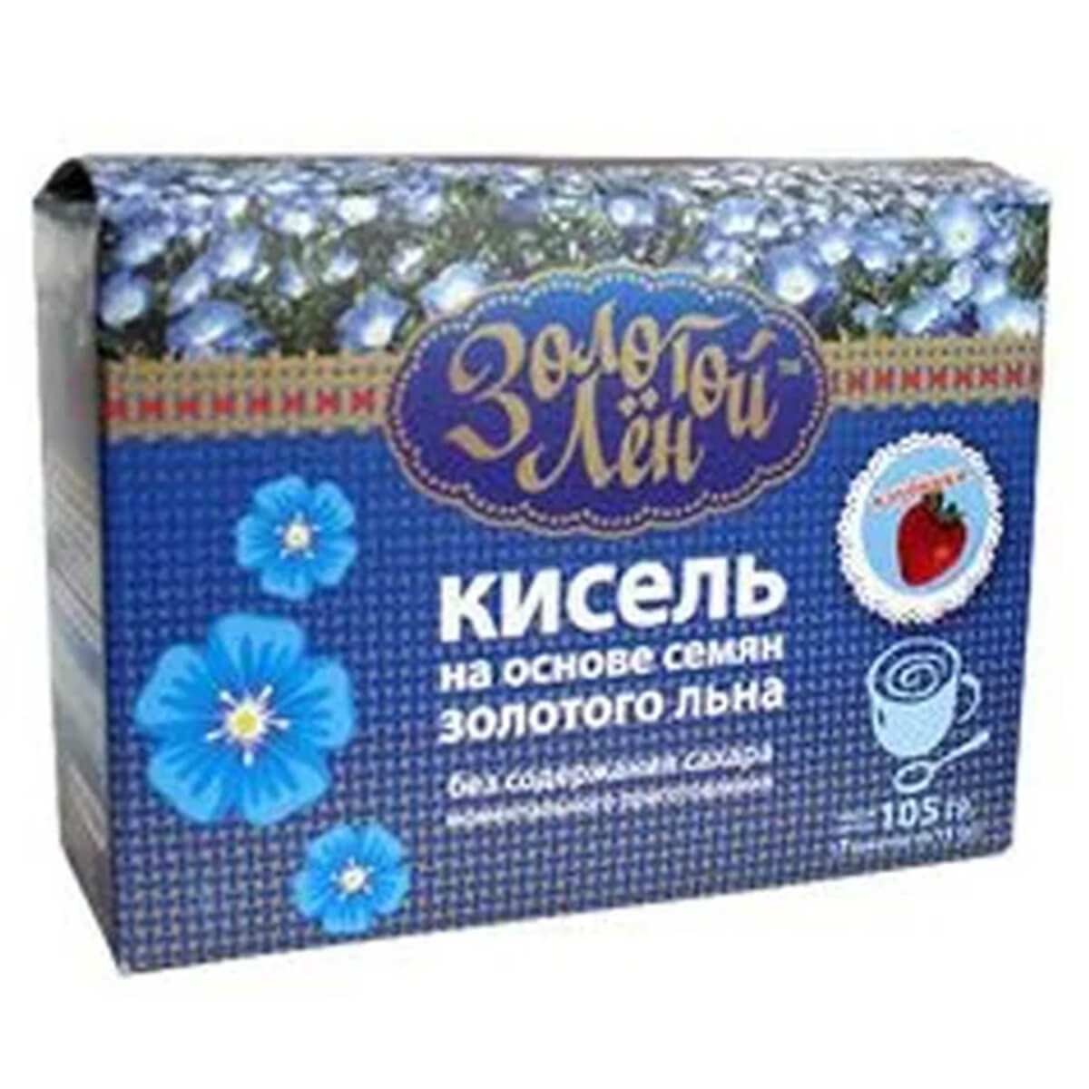

Кисель на льняной основе (клубника), 7 пакетов по 15 гр, Золотой лён