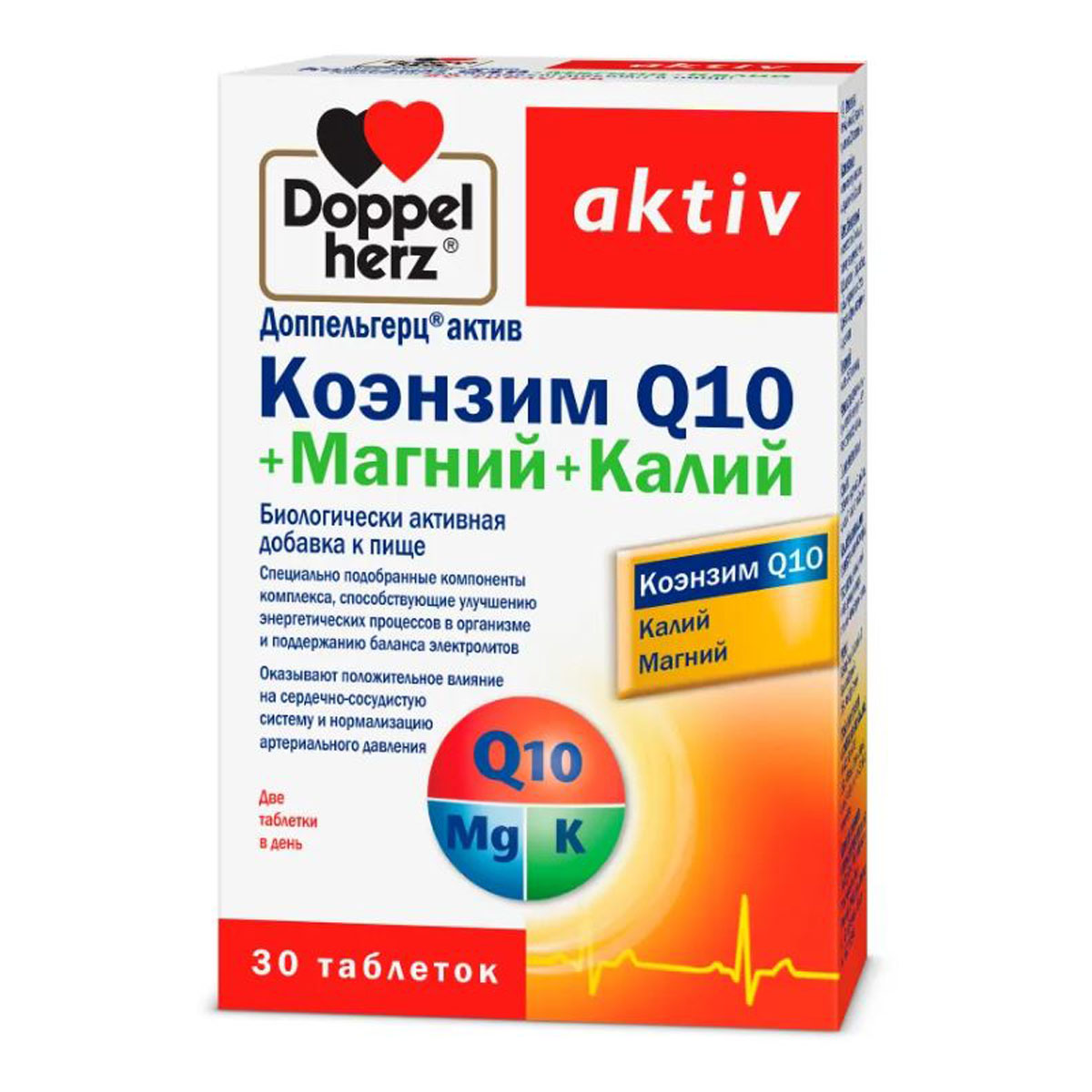 

Коэнзим Q10, магний, калий, 30 таблеток, Доппельгерц