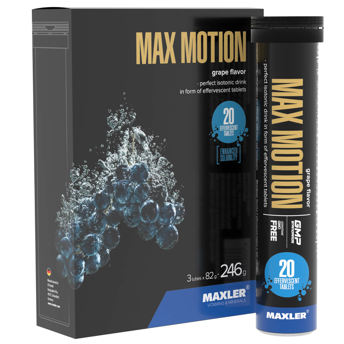 

Изотоник Max Motion, 3 тубы*20 шипучих таблеток, со вкусом Виноград, MAXLER