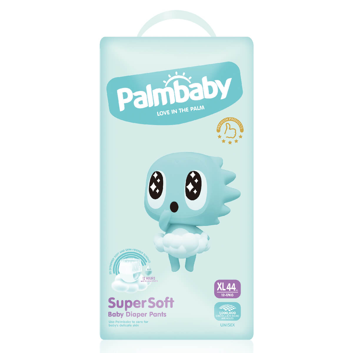 

Подгузники-трусики Super Soft Premium, XL (12-17кг), 44 шт, Palmbaby