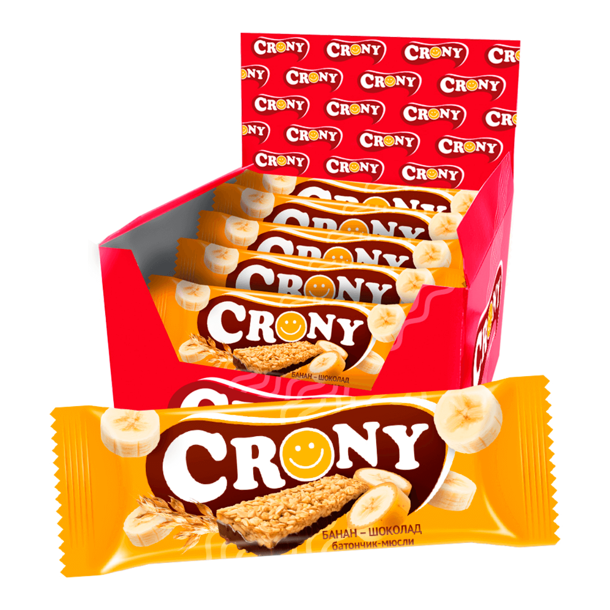 

Батончик злаковый мюсли Банан-шоколад 12 шт по 50 г, CRONY
