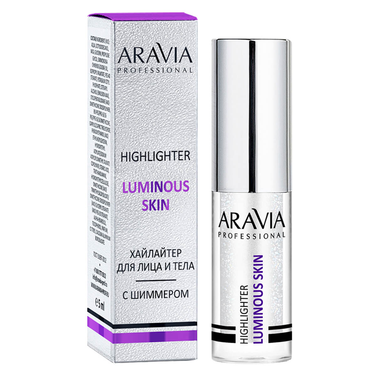 

Хайлайтер с шиммером жидкий для лица и тела LUMINOUS SKIN, 5 мл - 01 highlighter, Aravia