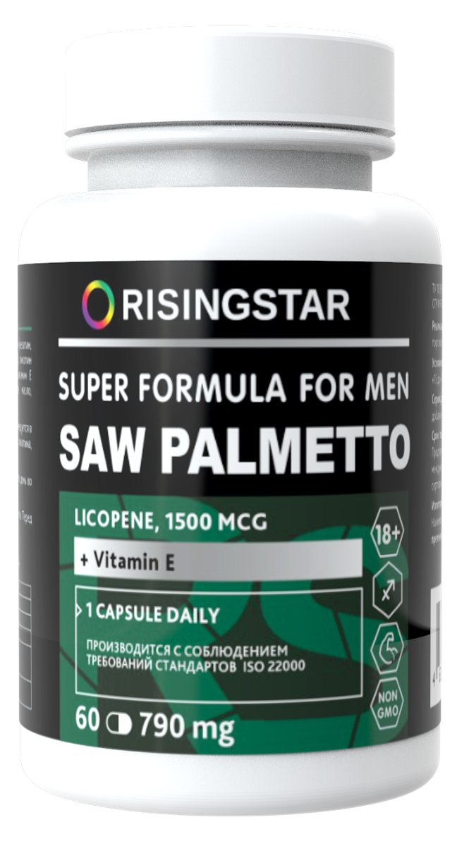 Витамины для мужчин Saw Palmetto, 60 капсул, Risingstar