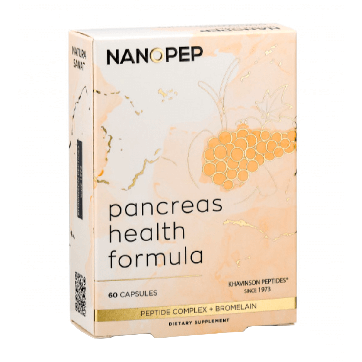 

Пептиды Хавинсона Панкреас (для поджелудочной железы), 60 капсул, NANOPEP
