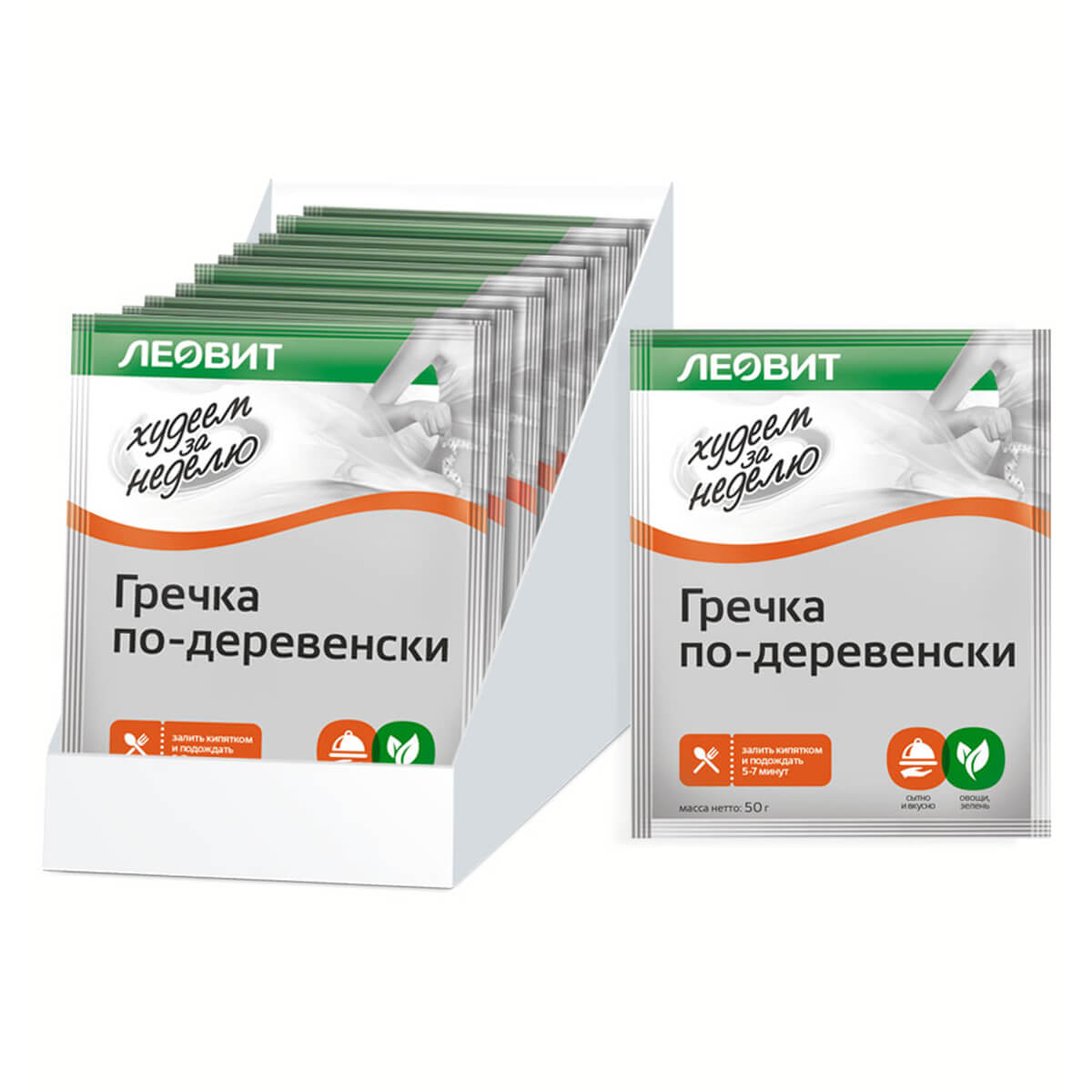 

Гречка по-деревенски Худеем за неделю, 12 шт по 50 г, ЛЕОВИТ