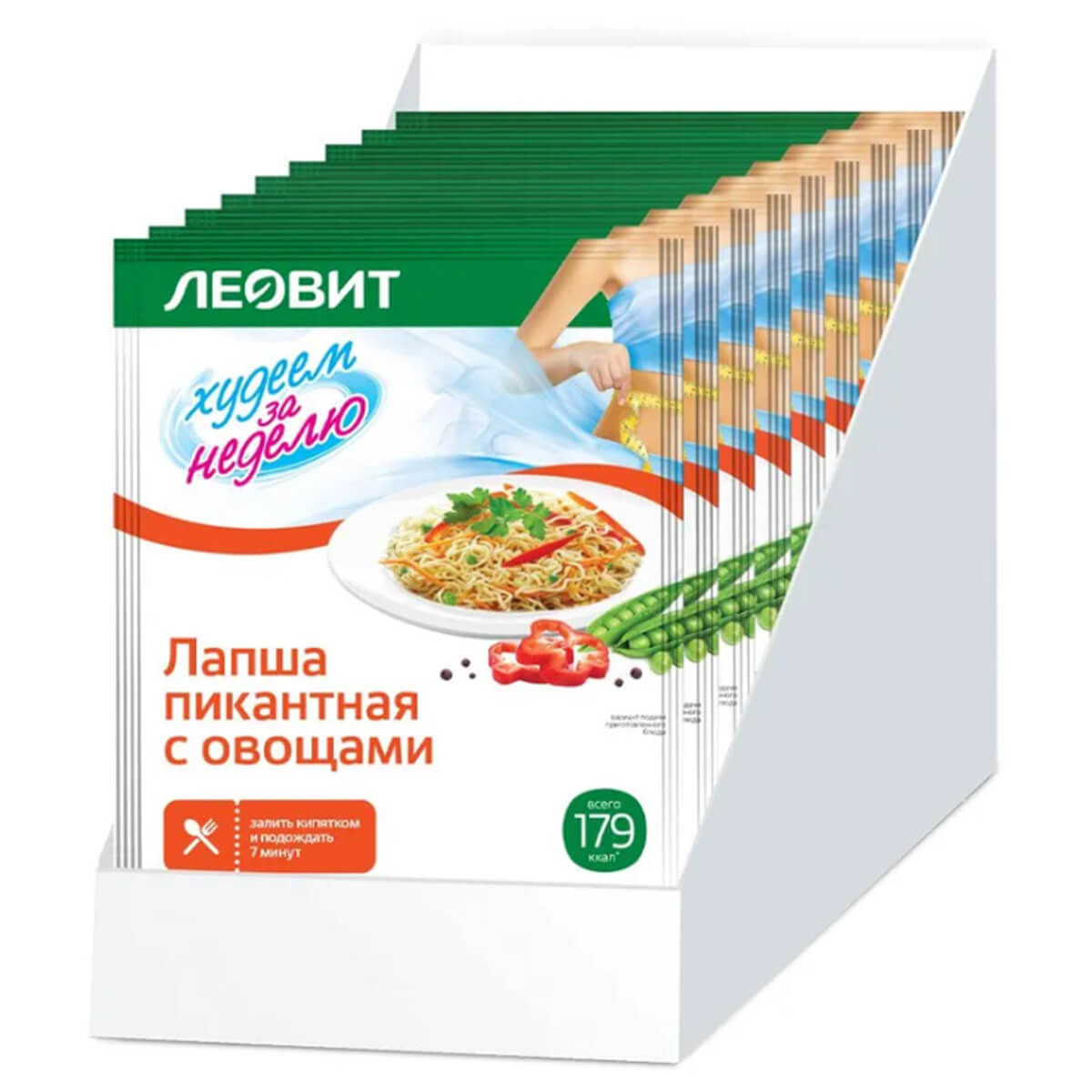 

Лапша пикантная с овощами Худеем за неделю, 12 шт по 40 г, ЛЕОВИТ