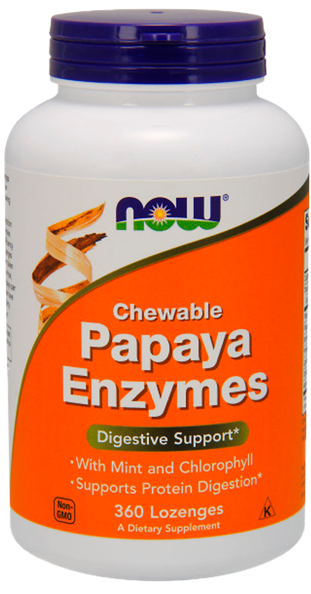 Энзимы папайи, 360 жевательных таблеток, NOW - фото 1