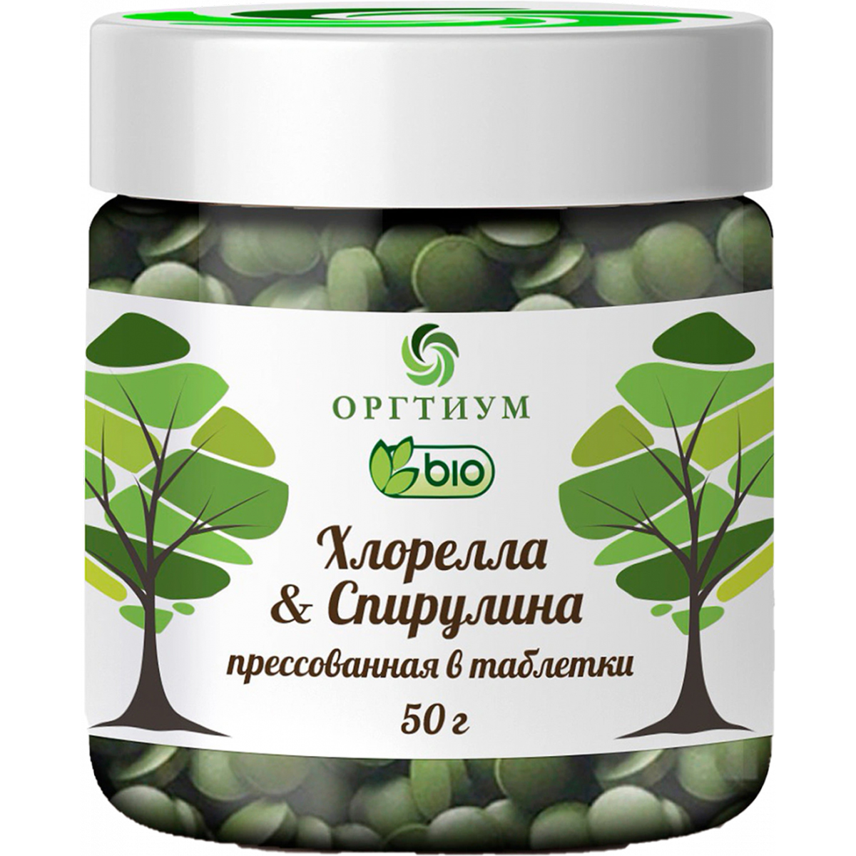 

Хлорелла Спирулина прессованная в таблетках, 50 г, Оргтиум