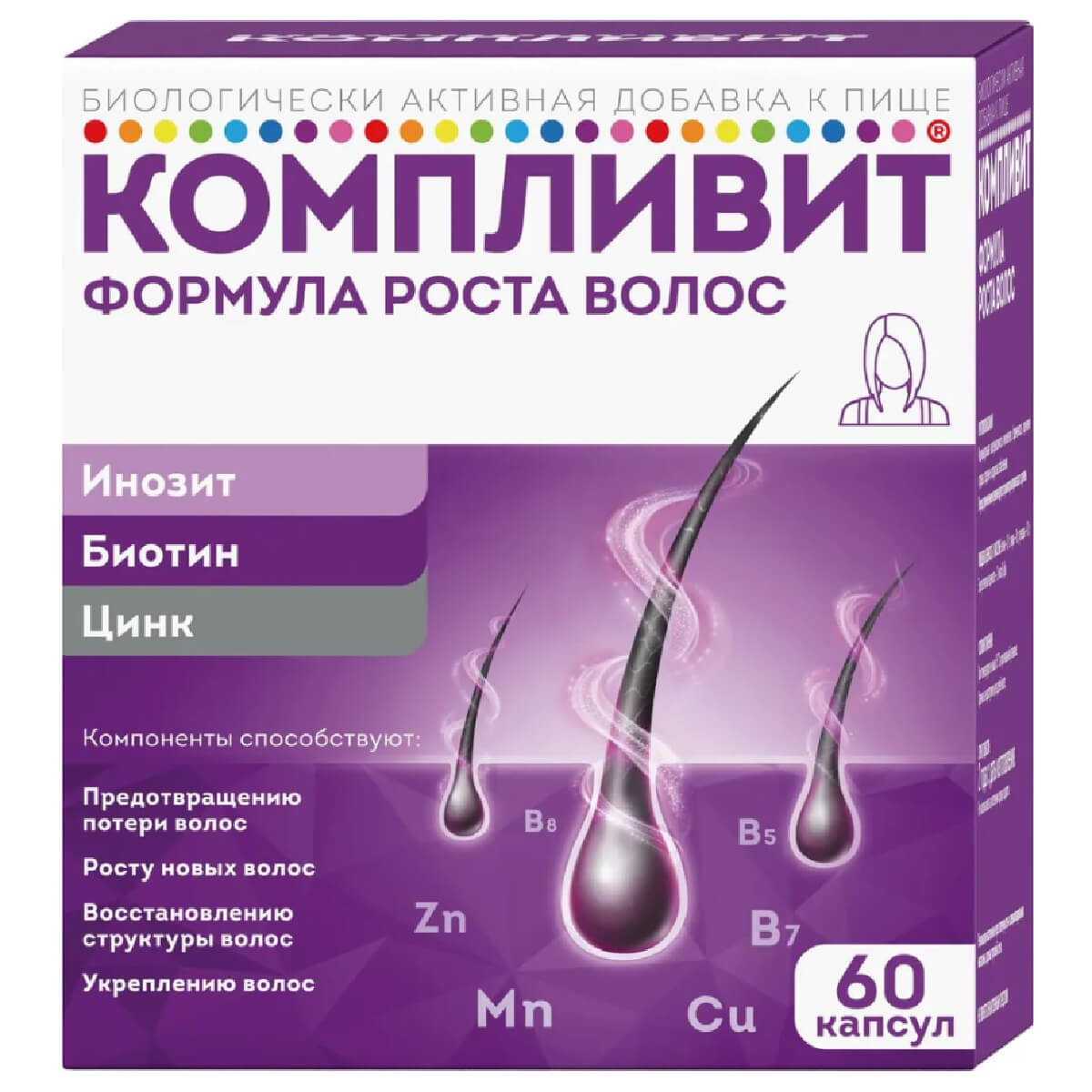 

Формула роста волос, 60 капсул, Компливит, годен до 31.05.2025