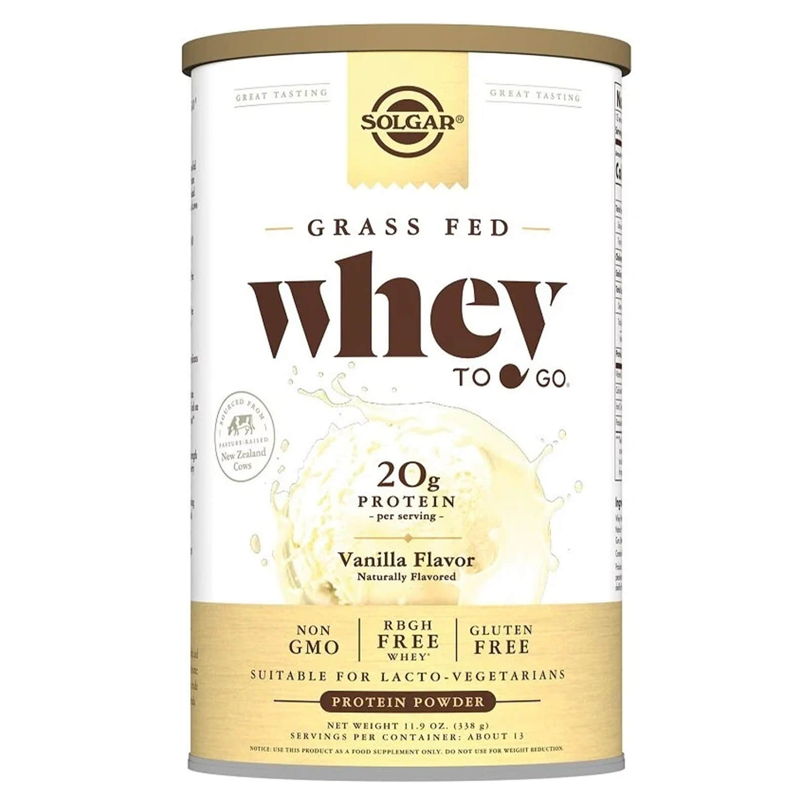 

Белковая сыворотка whey to go, со вкусом ванили, 338 г, Solgar