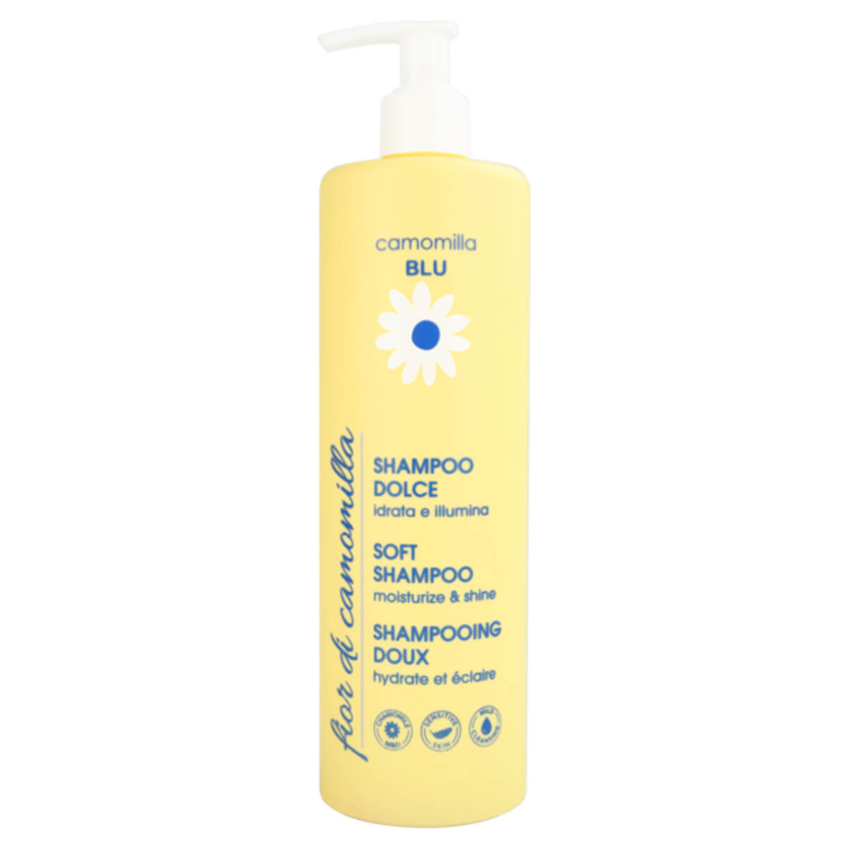 Мягкий шампунь для волос Увлажнение и Блеск Soft shampoo moisturize & shine, 500 мл, Camomilla Blu