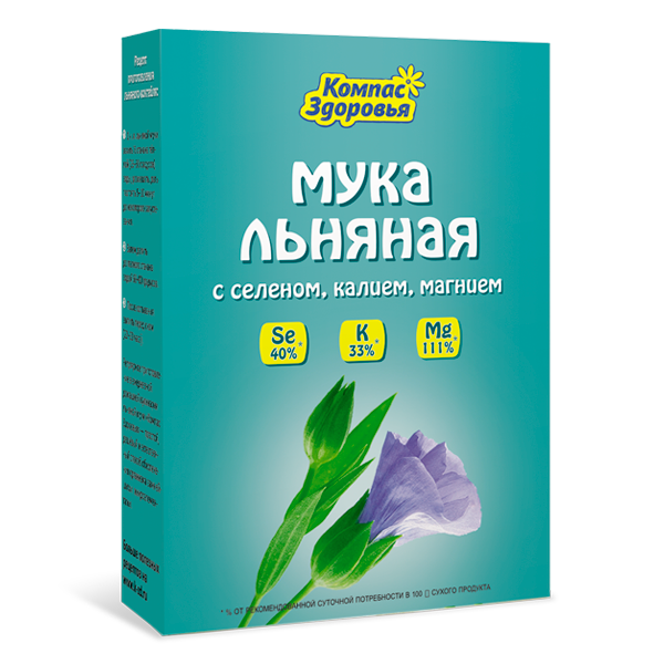 

Мука льняная с селеном, калием, магнием, 300 гр, Компас Здоровья