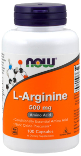 L-аргинин, 500 мг, 100 капсул, NOW