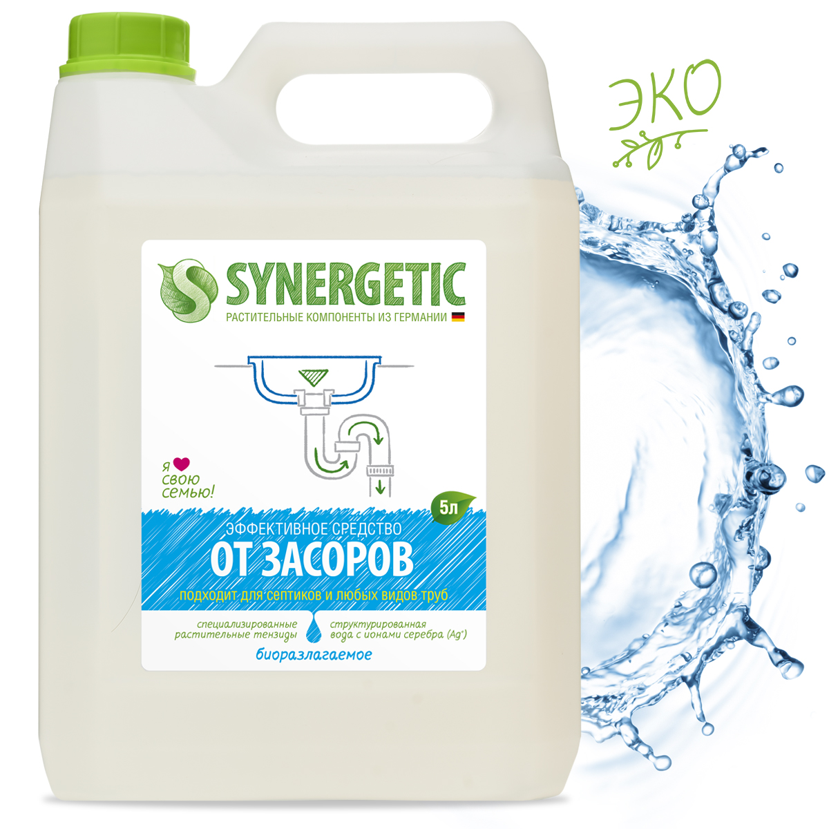 

Антибактериальное средство для устранения засоров, 5 л, Synergetic