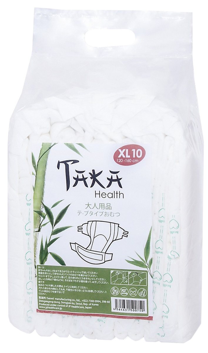 Подгузники для взрослых "ТАКА Health", размер XL (120-160 см), 10 шт, TAKA
