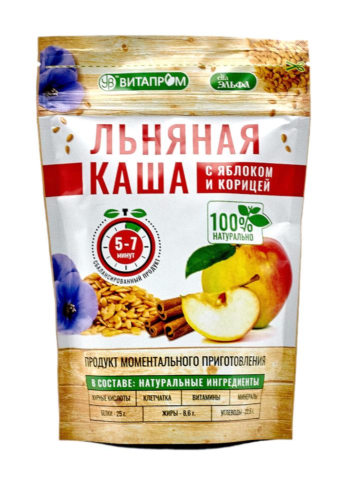 

Каша льняная с яблоками и корицей, дой-пак, 300 гр, Эльфа