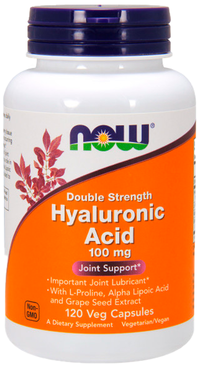 

Гиалуроновая кислота двойной силы, 100 мг, 120 капсул, NOW, годен до 03.2025