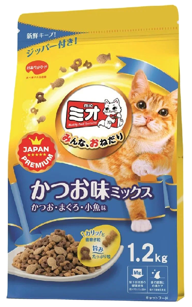 Корм для кошек MIO 5 секретов здоровья с низким содержанием магния для профилактики мочекаменных заболеваний, японский тунец бонито, 1.2 кг, Japan Premium Pet