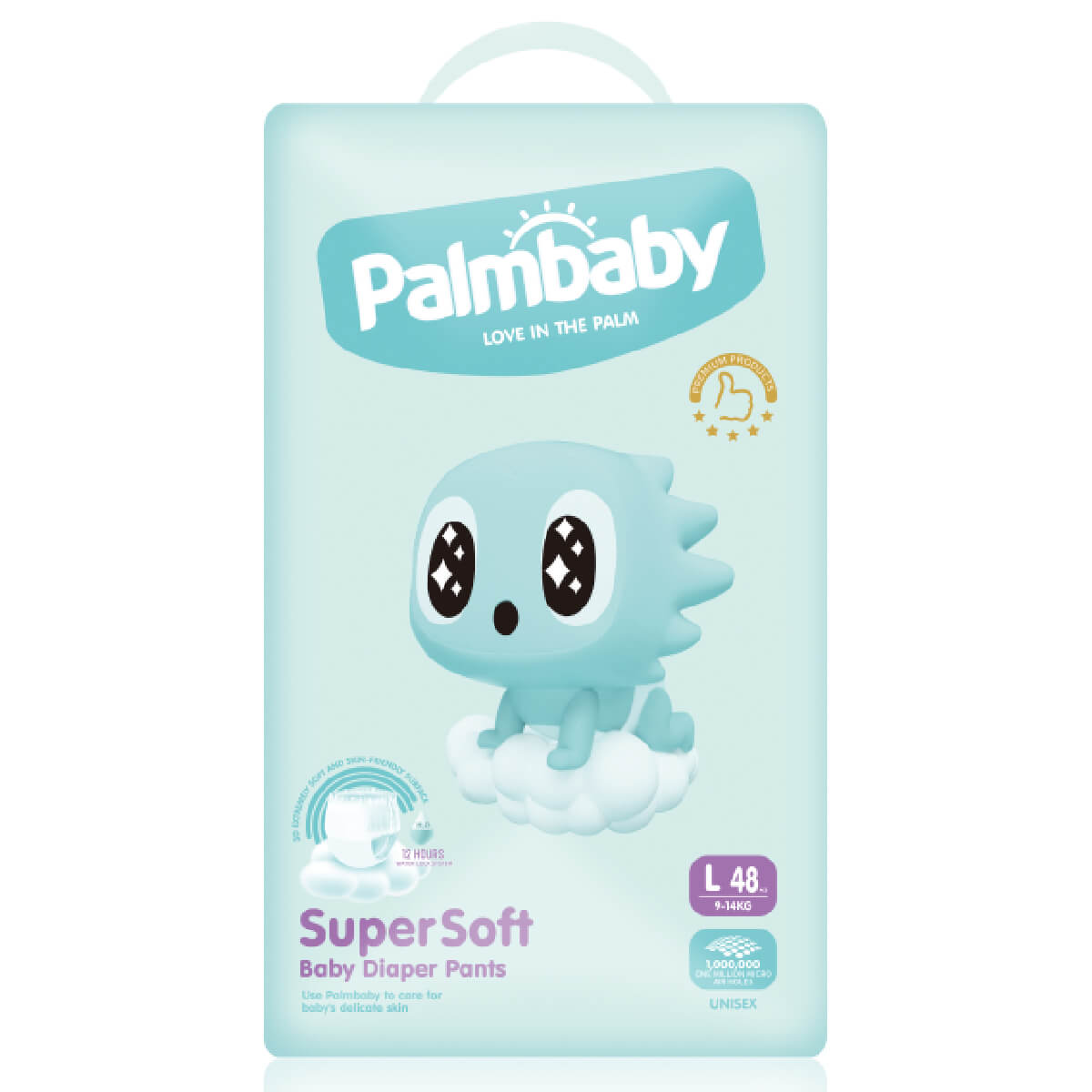 

Подгузники-трусики Super Soft Premium, L (9-14кг), 48 шт, Palmbaby