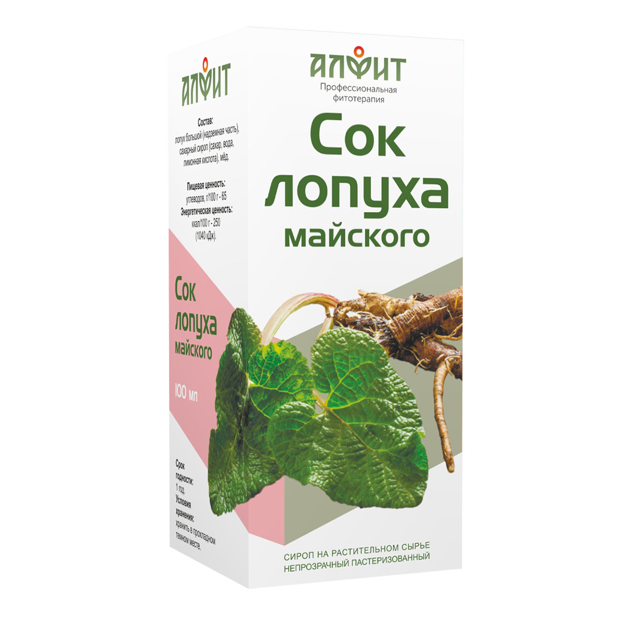 

Сироп на растительном сырье "Сок лопуха майского", 100 мл, Алфит