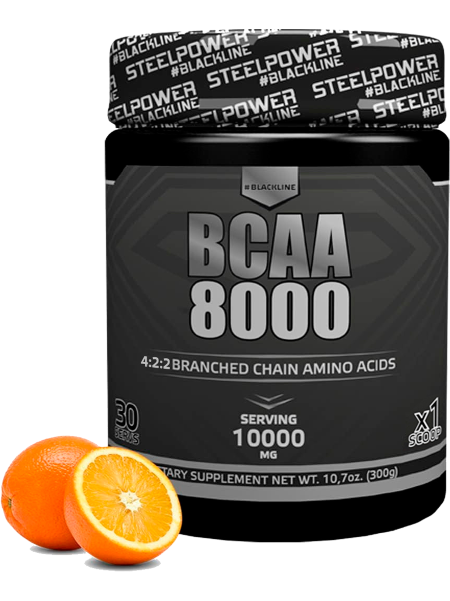 Напиток с аминокислотами BCAA 8000, вкус «Апельсин», 300 гр, STEELPOWER