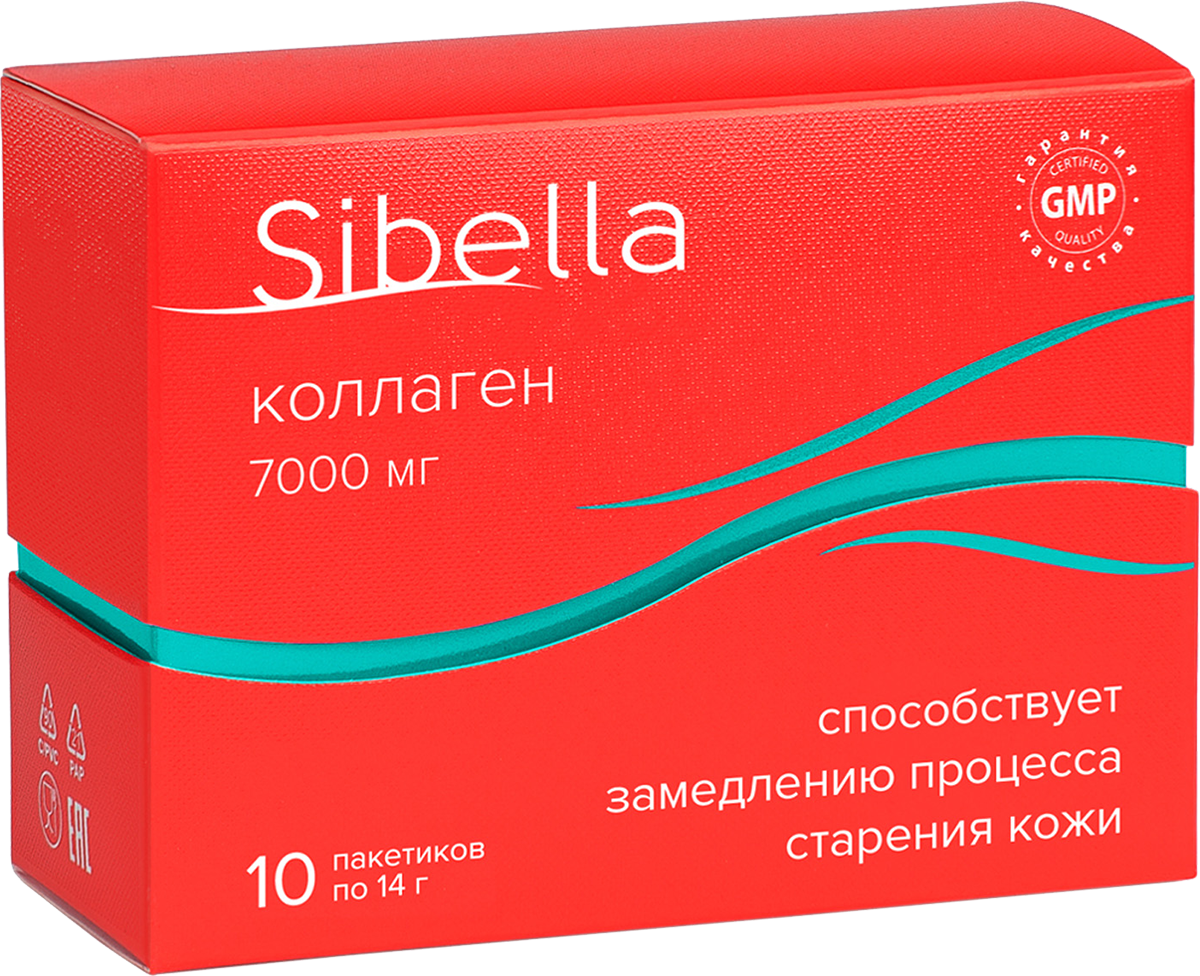 

Коллаген порошок, 7000 мг, 14 г*10 пакетиков, Sibella