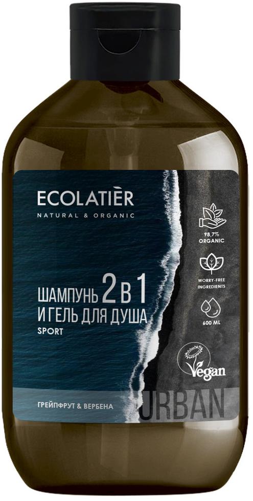 

Мужской гель для душа и шампунь 2 в 1 грейпфрут & вербена, 600 мл, Ecolatier