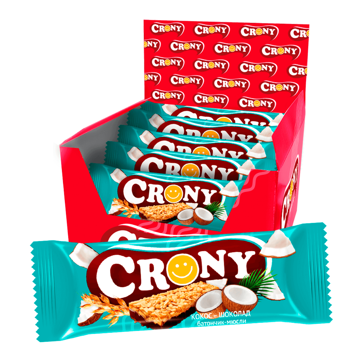 

Батончик злаковый мюсли Кокос-шоколад 12 шт по 50 г, CRONY, годен до 03.2026