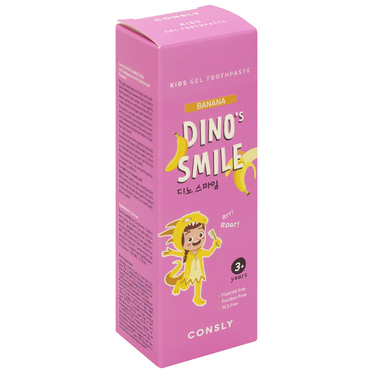 

Детская гелевая зубная паста DINO's SMILE c ксилитом и вкусом банана, 60г, Consly