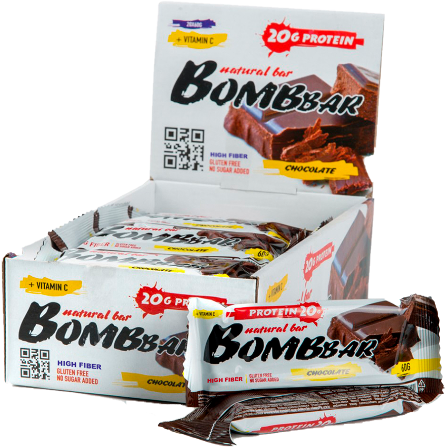 Купить Батончик протеиновый Natural Bar «Двойной шоколад», упаковка 20 шт*60 г, BOMBBAR