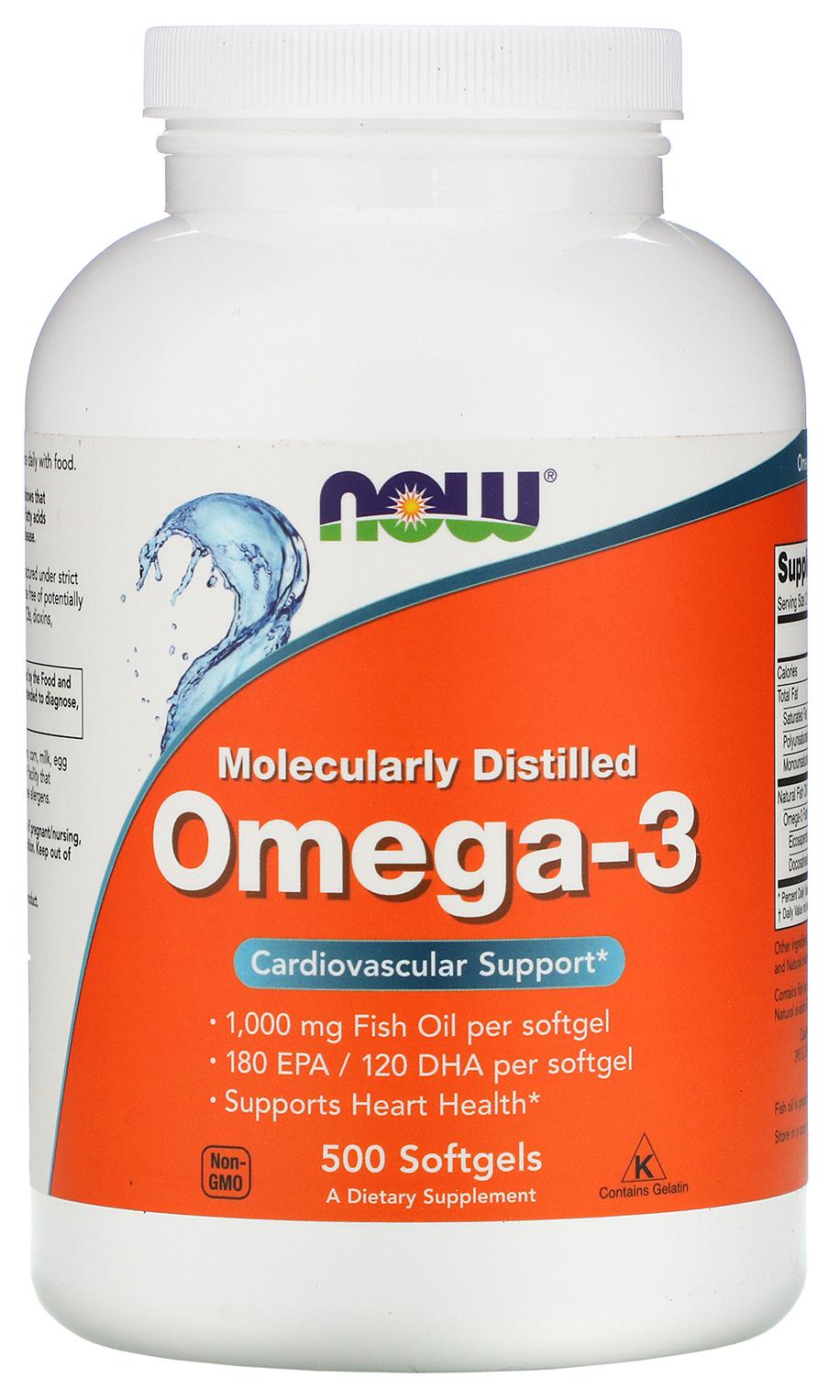 Омега-3, 1400 мг, 500 капсул, NOW