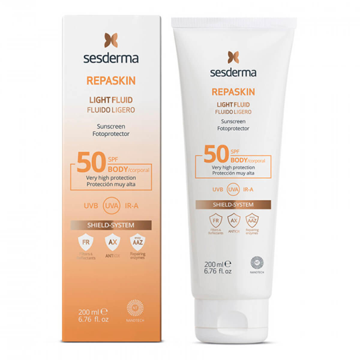 

REPASKIN Нежный солнцезащитный флюид для тела, SPF 50, 200 мл, Sesderma
