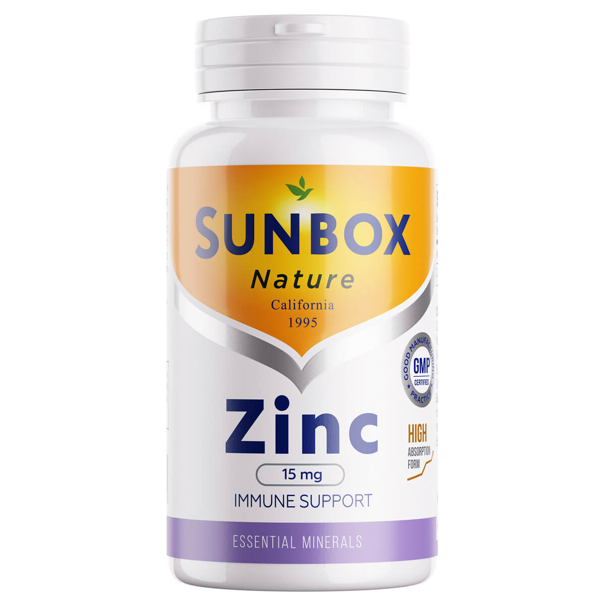 Цинк 15 мг, таблетки, 60 шт, Sunbox Nature - фото 1