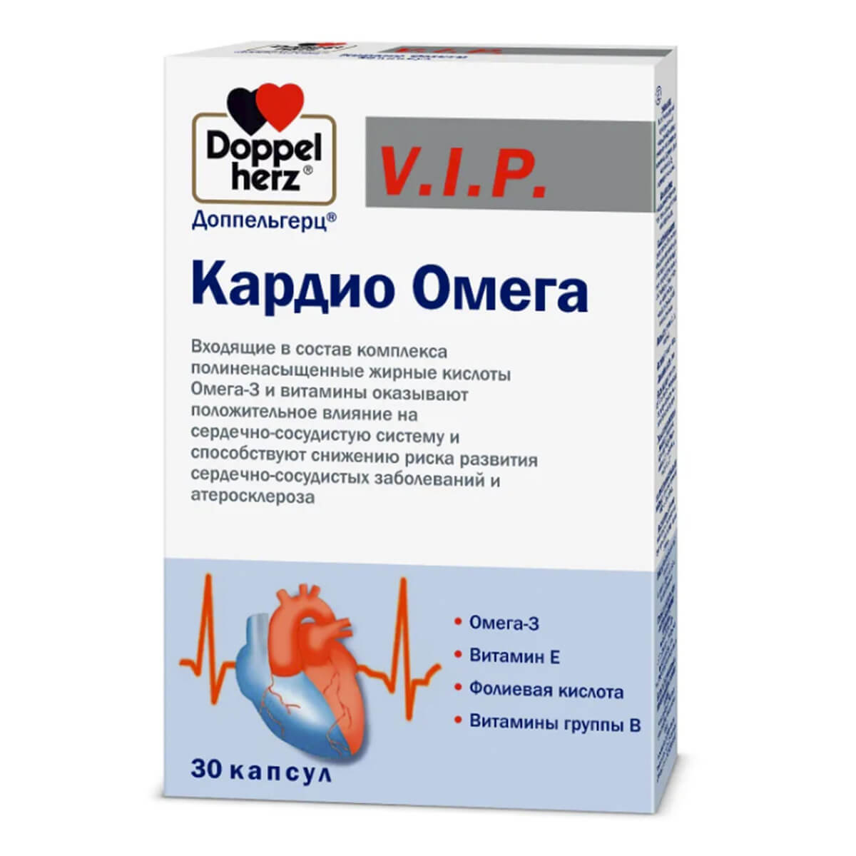 

Кардио Омега-3, 30 капсул, серия VIP, Доппельгерц